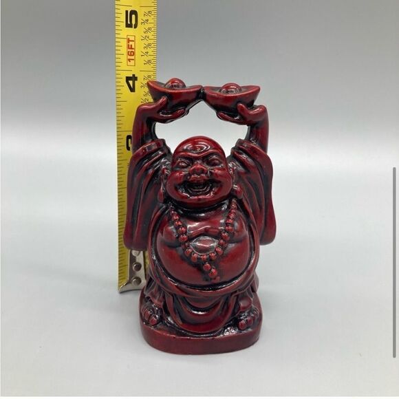 Vintage Red Resin Set 3 Laughing Buddha Collectible Figures Home Decor EUC - Picture 10 of 12